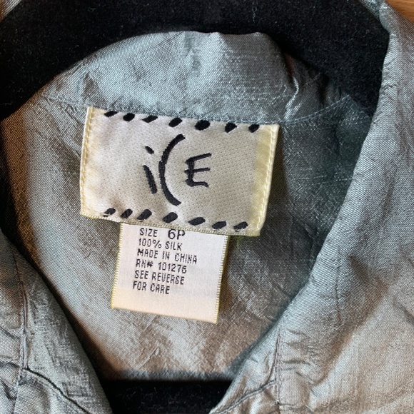 ICE Metallic Light Green Silk Shirtdress - Picture 5 of 10